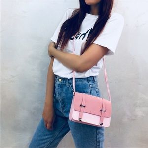 Pink vegan mini crossbody bag